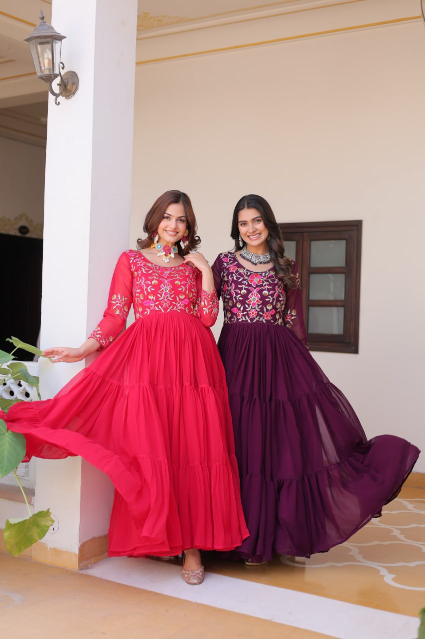 Purple Designer Georgette Gown