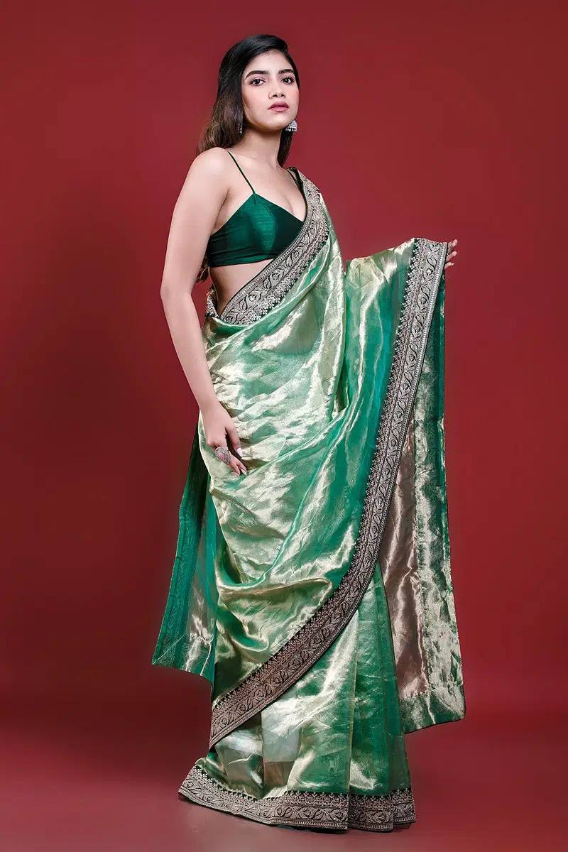 Pista Party Wear Tissue Silk Saree