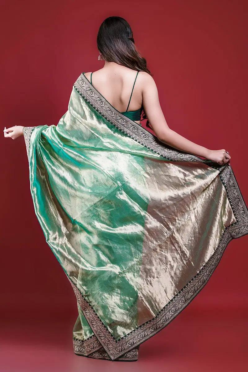 Pista Party Wear Tissue Silk Saree
