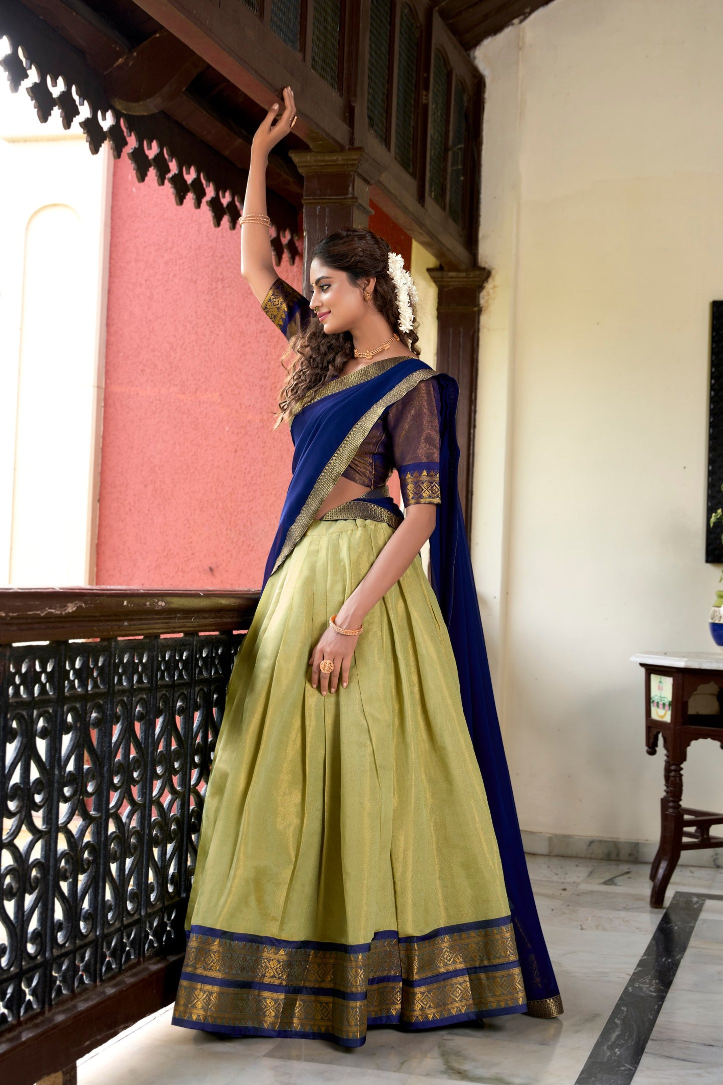 Pista Traditional Kanchipuram Lehenga