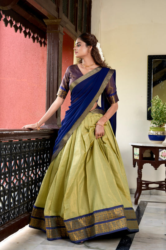 Pista Traditional Kanchipuram Lehenga