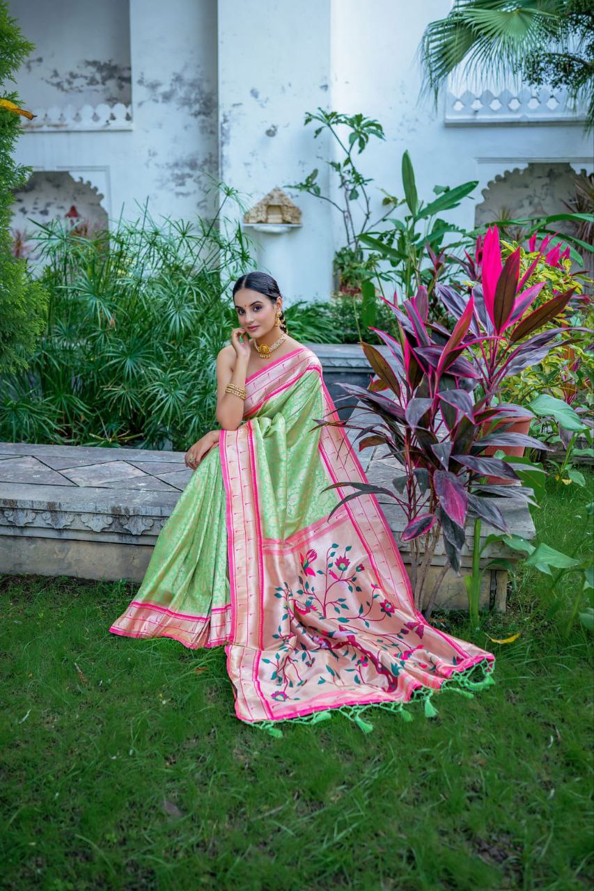 Pista Traditional Kanjivaram Silk Saree