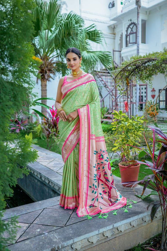 Pista Traditional Kanjivaram Silk Saree