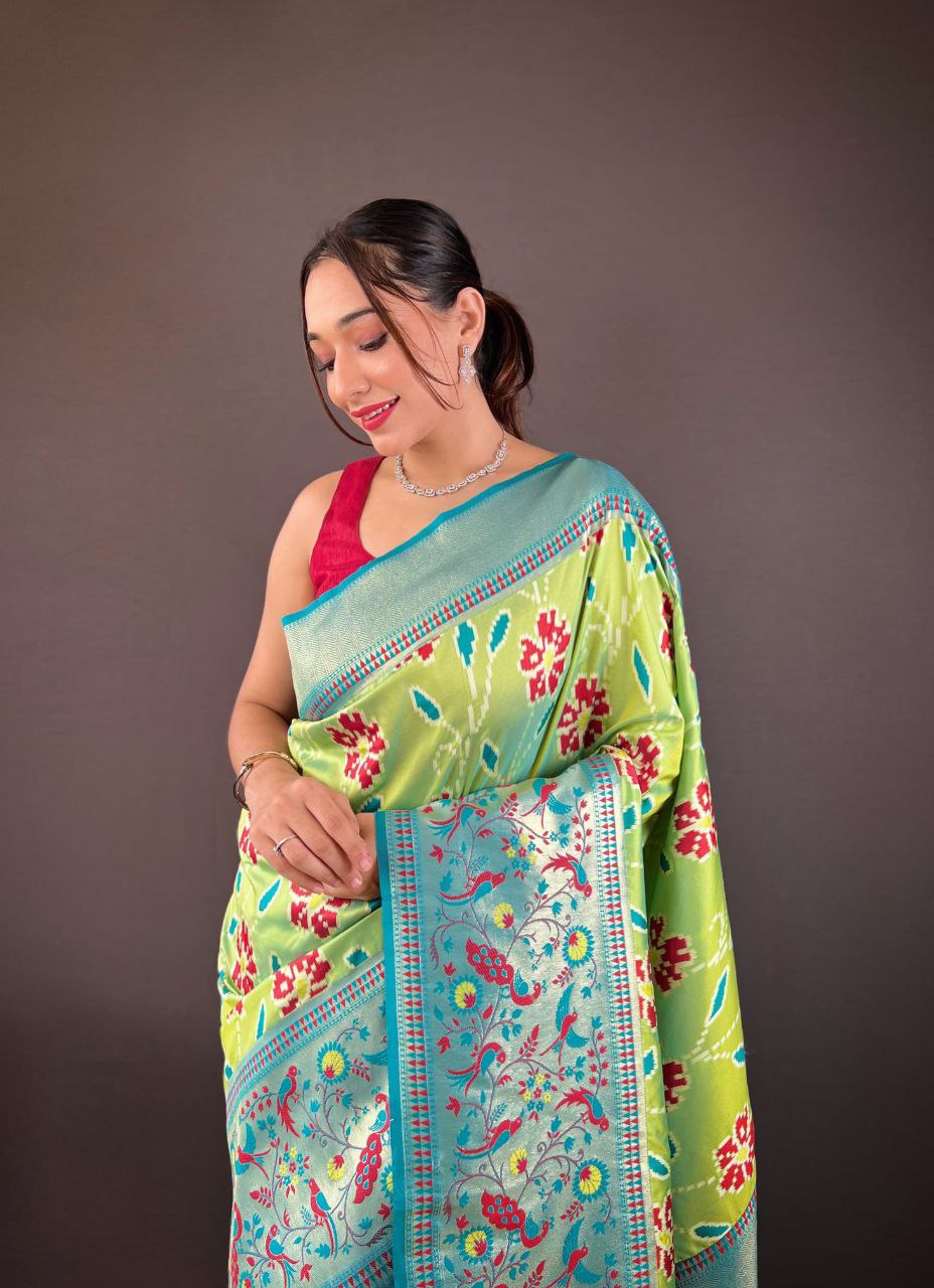 Pista Wedding Wear Silk Saree