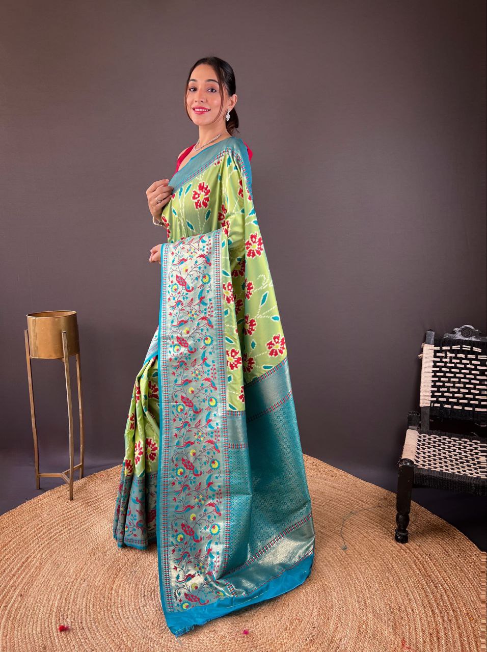 Pista Wedding Wear Silk Saree