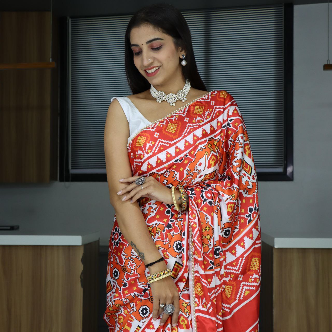 Printed Japan Satin Saree