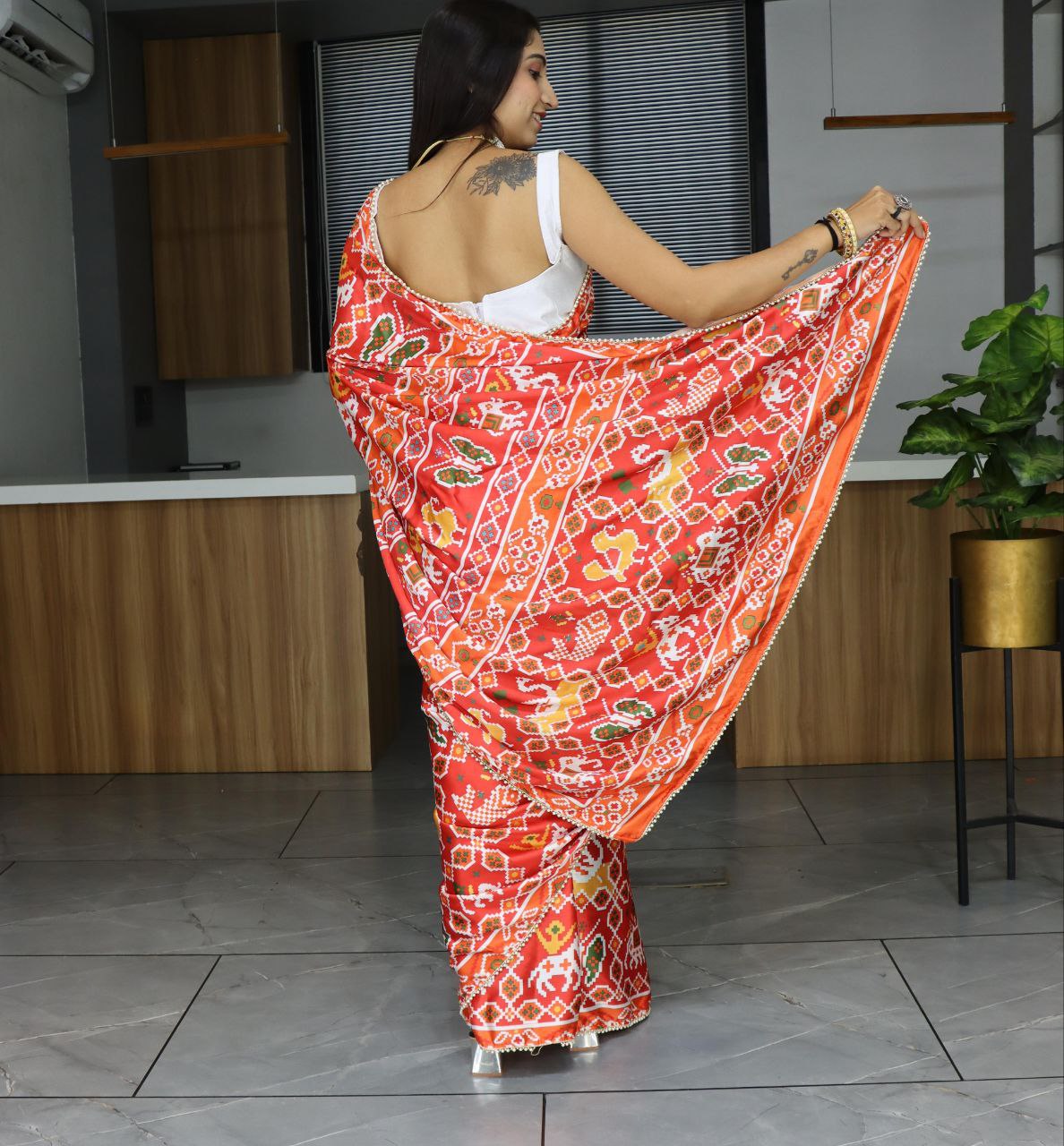 Printed Japan Satin Saree