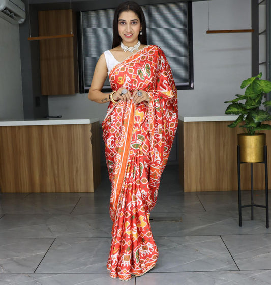 Printed Japan Satin Saree