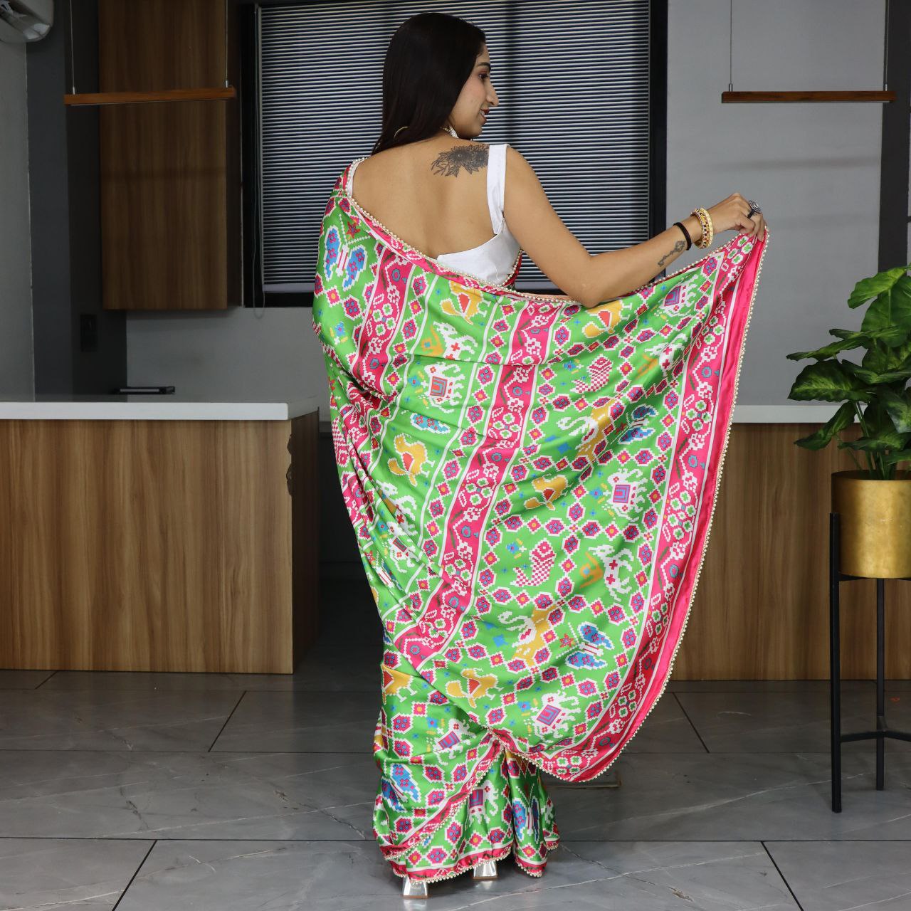 Printed Japan Satin Saree