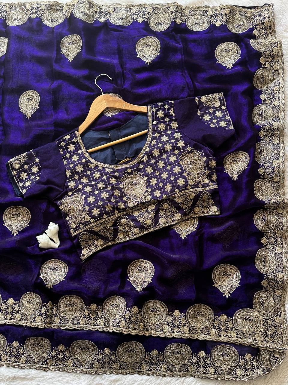 Purple Designer Fandy Satin Silk Saree