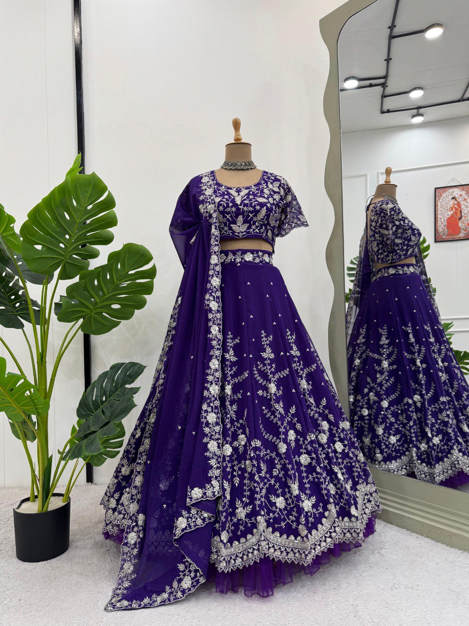 Purple Designer Georgette Lehenga