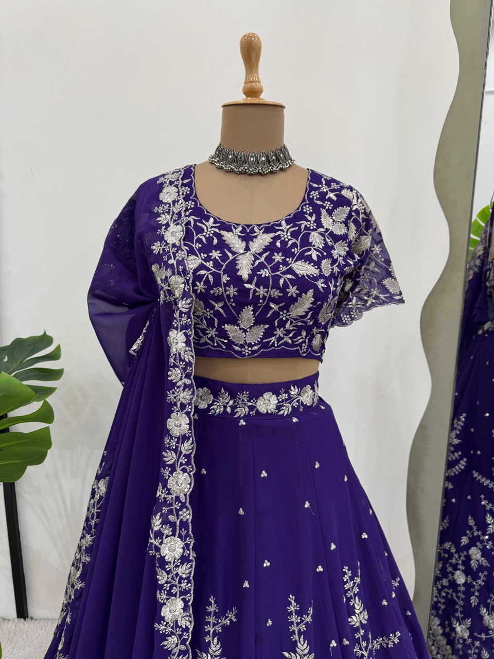 Purple Designer Georgette Lehenga