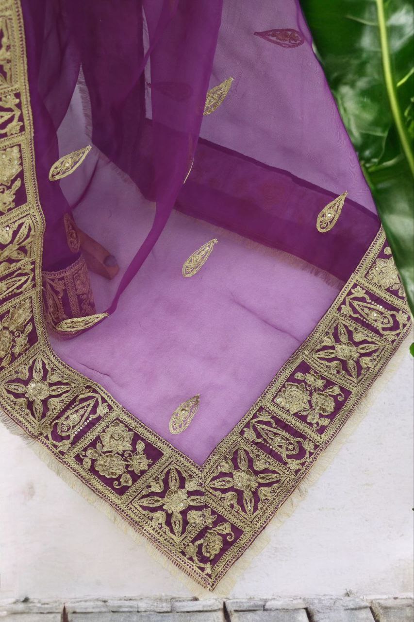 Purple Designer Organza Silk Saree