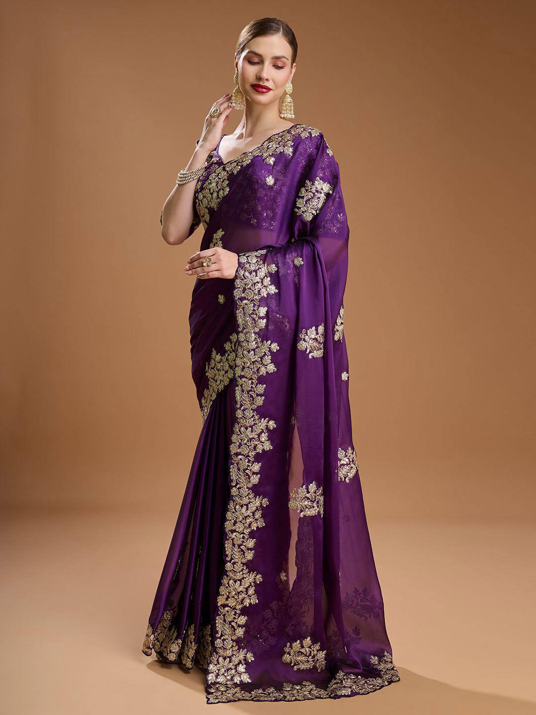 Designer Purple Colour Rangoli Silk Saree