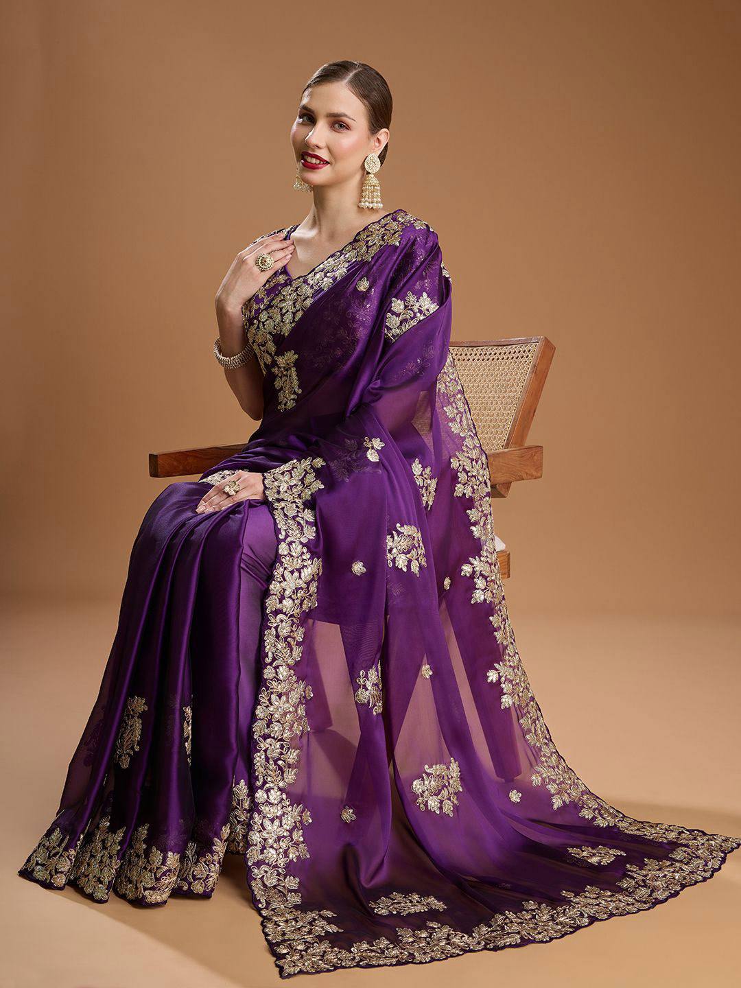 Designer Purple Colour Rangoli Silk Saree