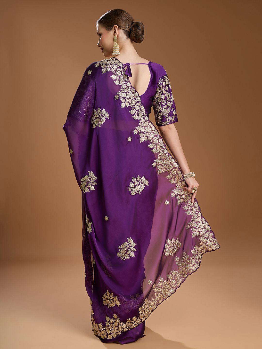 Designer Purple Colour Rangoli Silk Saree
