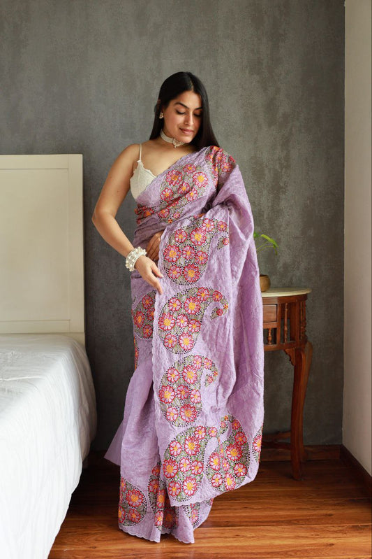 Purple Gadhwali Silk Saree