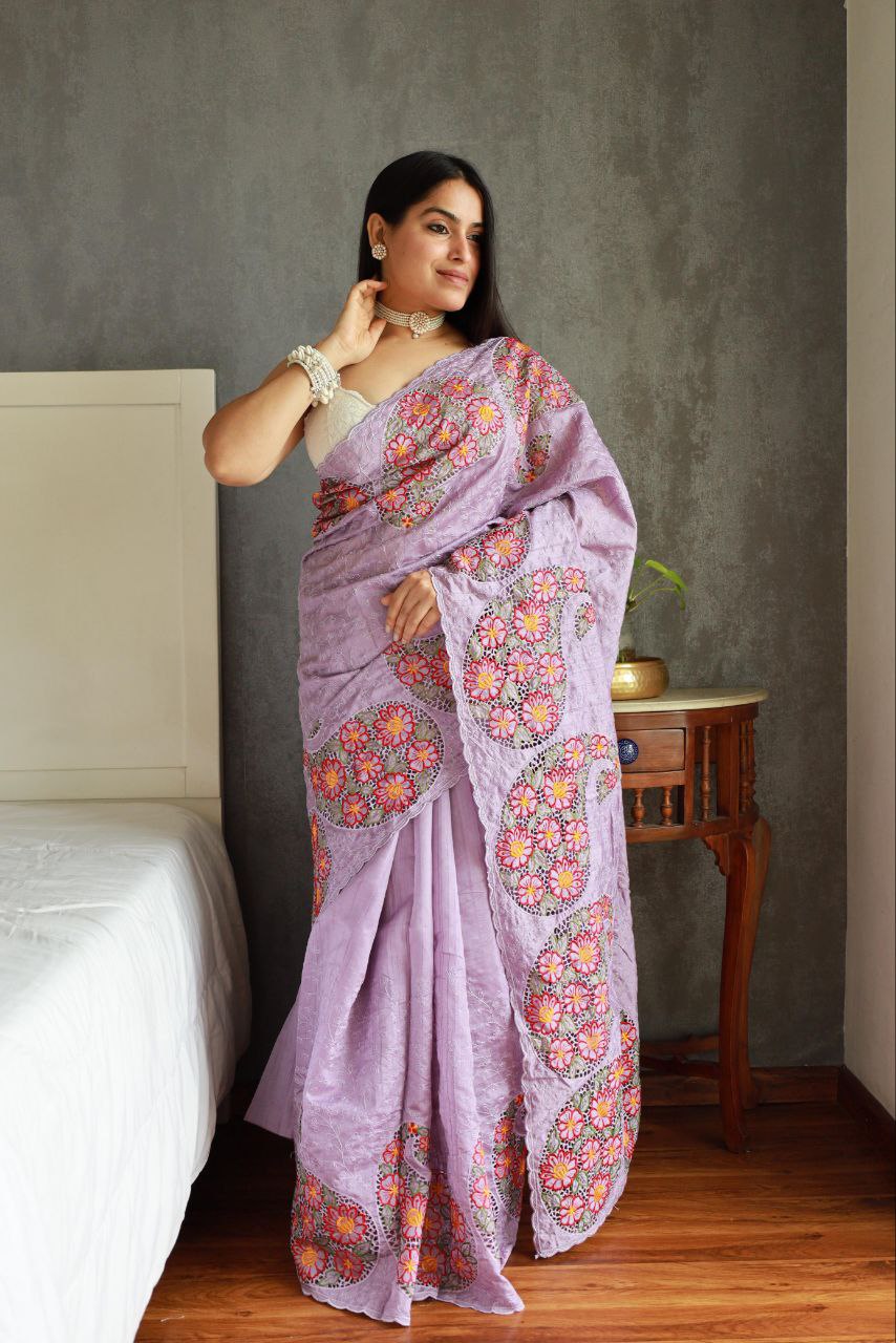 Purple Gadhwali Silk Saree