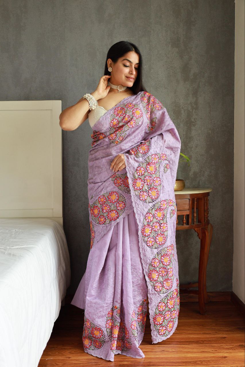 Purple Gadhwali Silk Saree