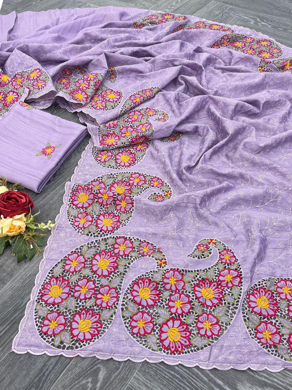 Purple Gadhwali Silk Saree