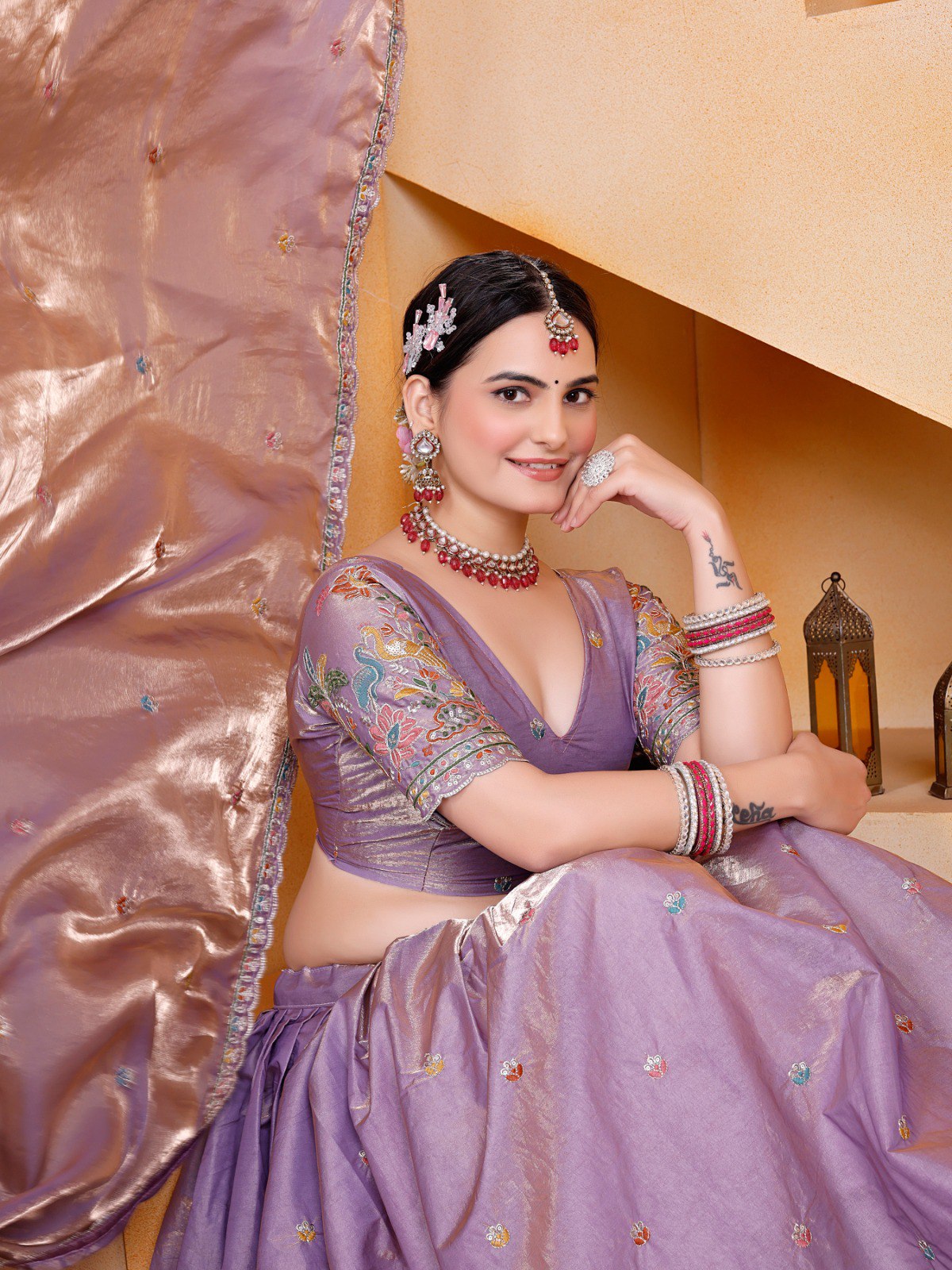 Purple Party Wear Fendy Silk Saree