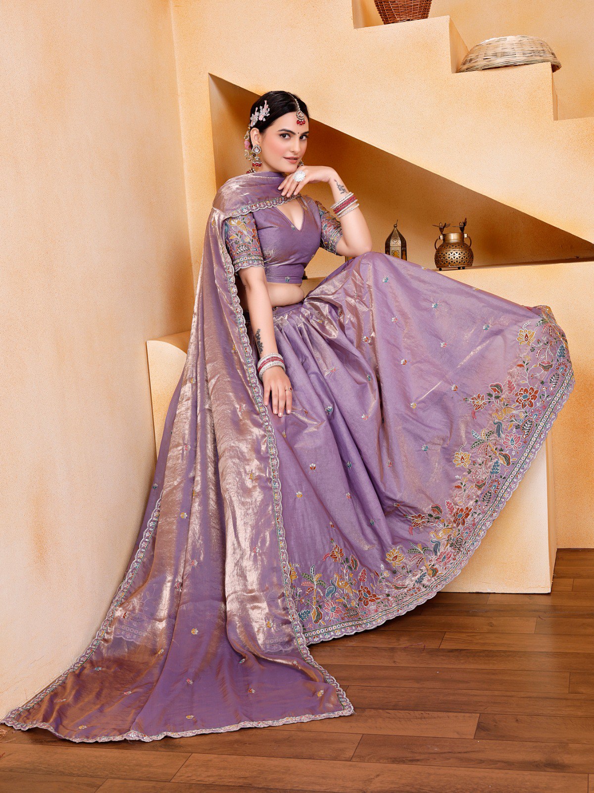 Purple Party Wear Fendy Silk Saree