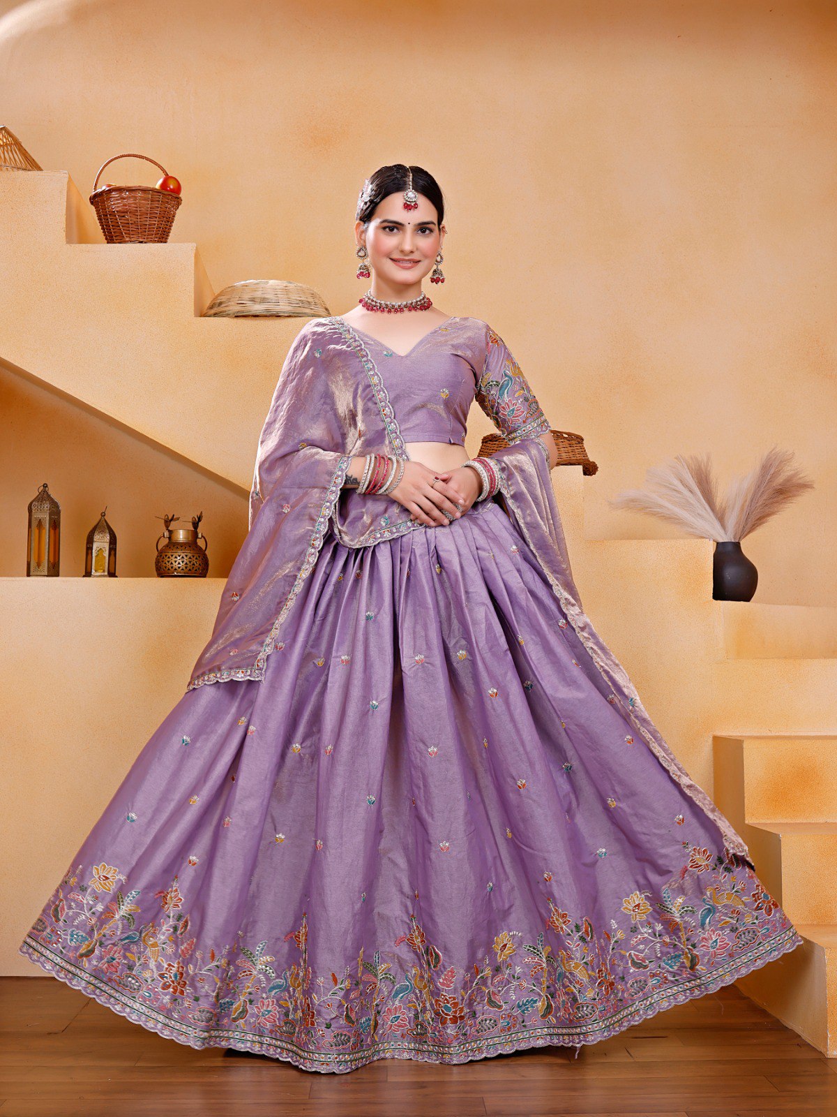 Purple Party Wear Fendy Silk Saree