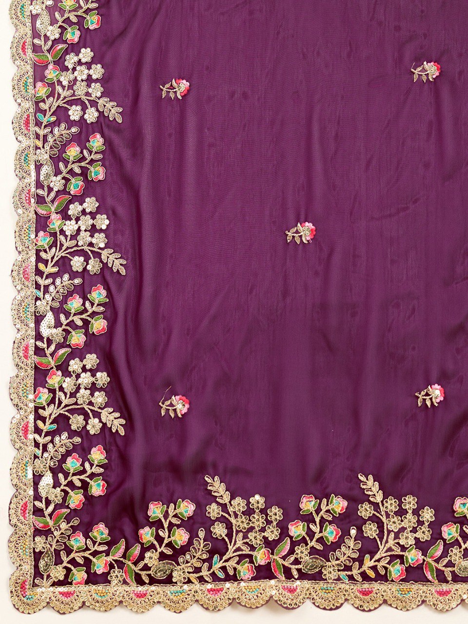 Purple Party Wear Soft Rangoli  Silk Saree