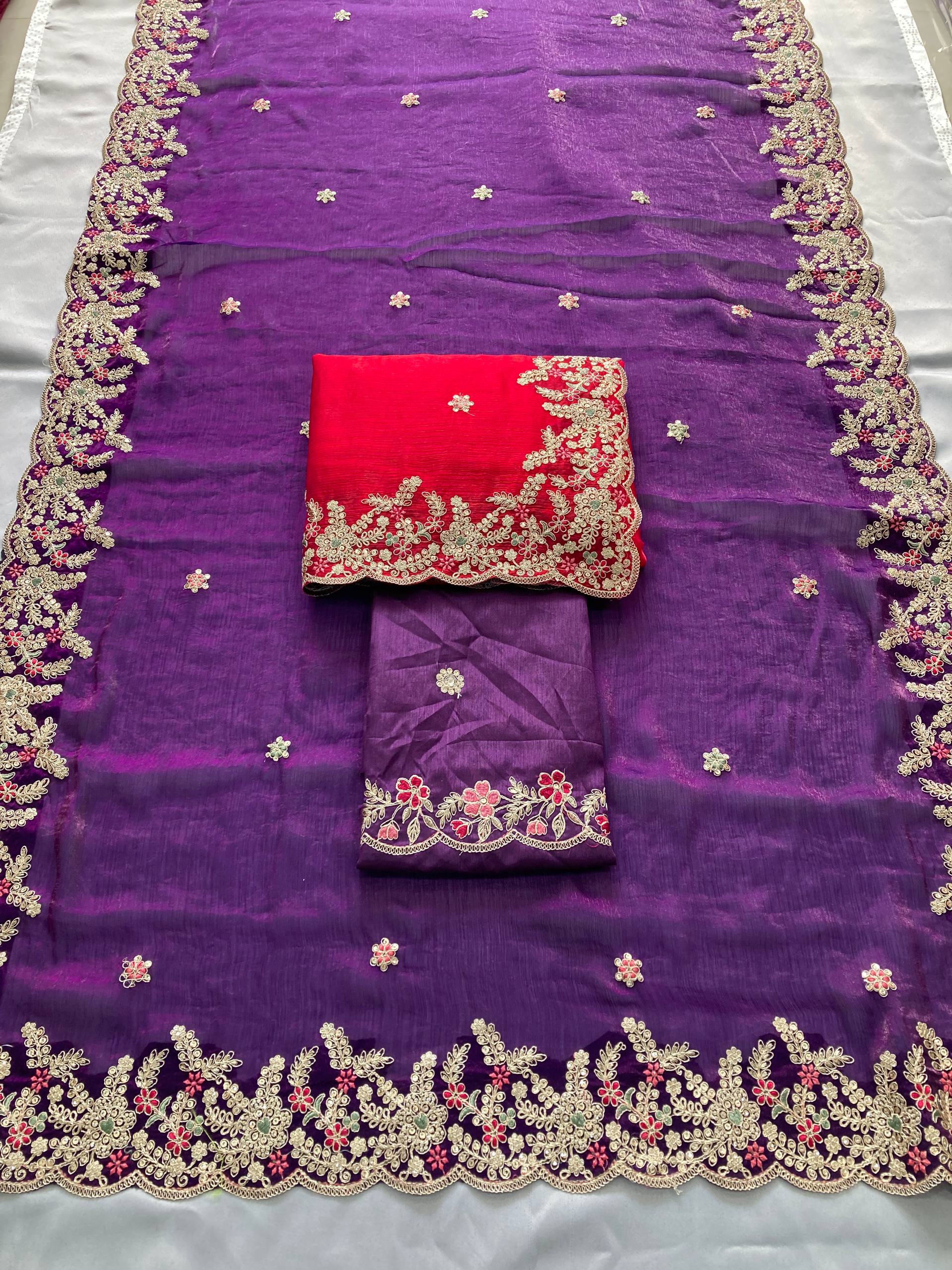 Rani Pink Party Wear Soft Space Silk Saree