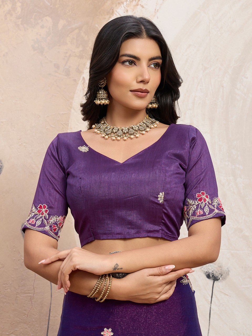 Purple Party Wear Soft Space Silk Saree