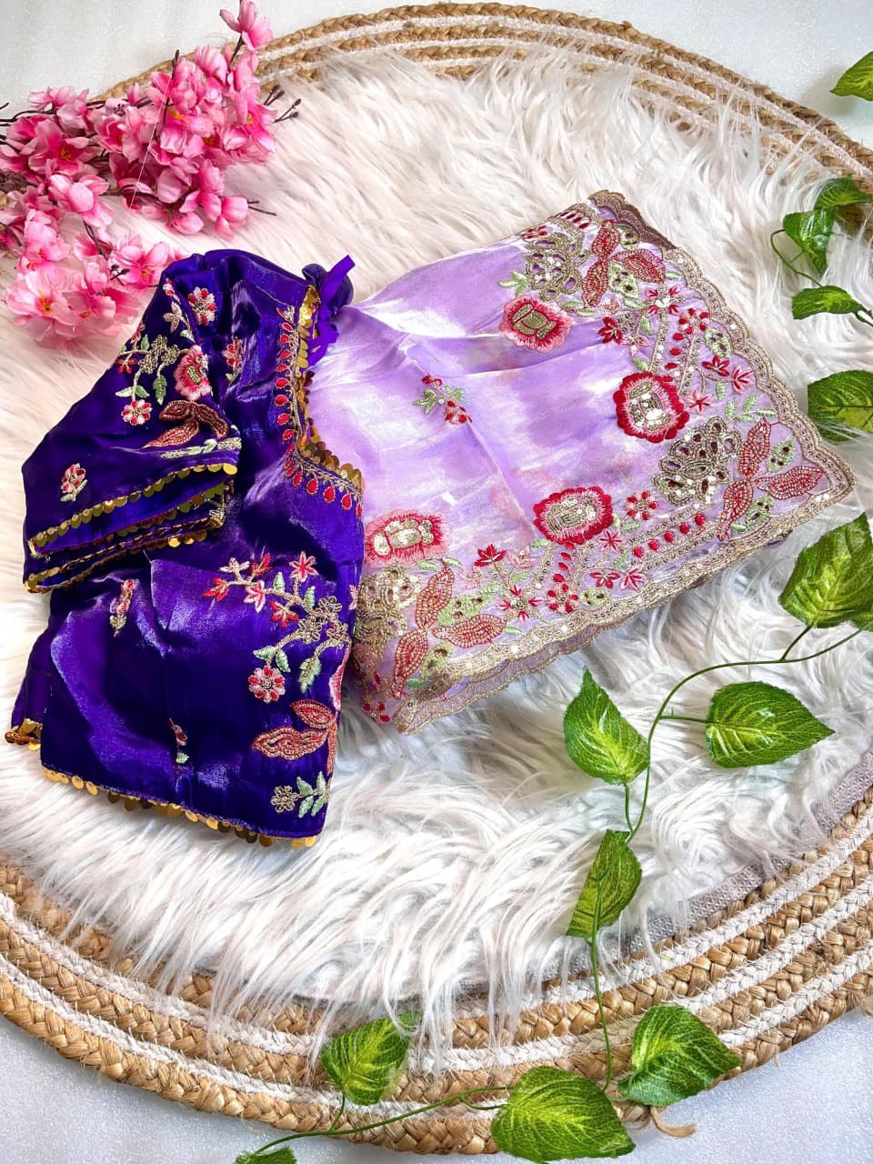 Purple Stylish Party Wear Jimmy Choo Silk Saree