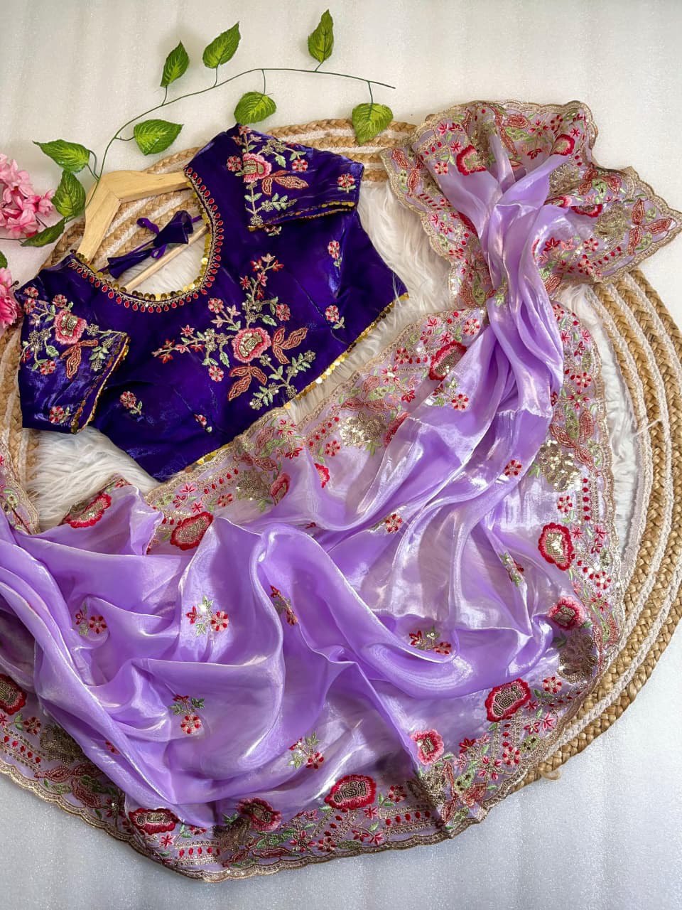 Purple Stylish Party Wear Jimmy Choo Silk Saree