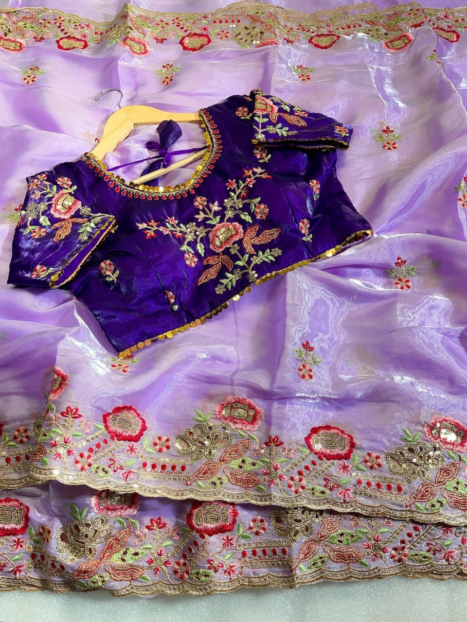 Purple Stylish Party Wear Jimmy Choo Silk Saree