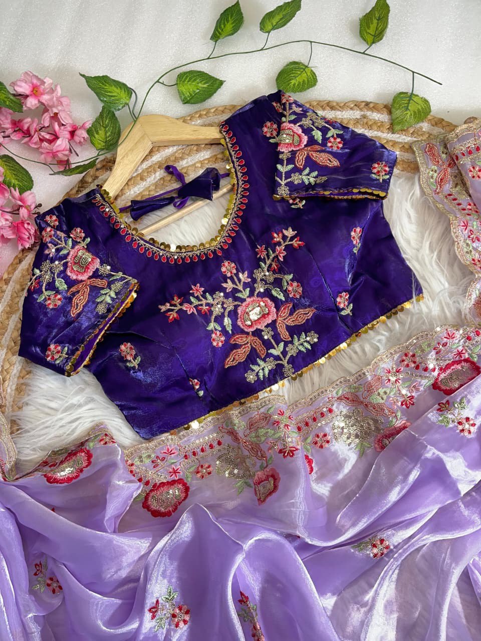 Purple Stylish Party Wear Jimmy Choo Silk Saree