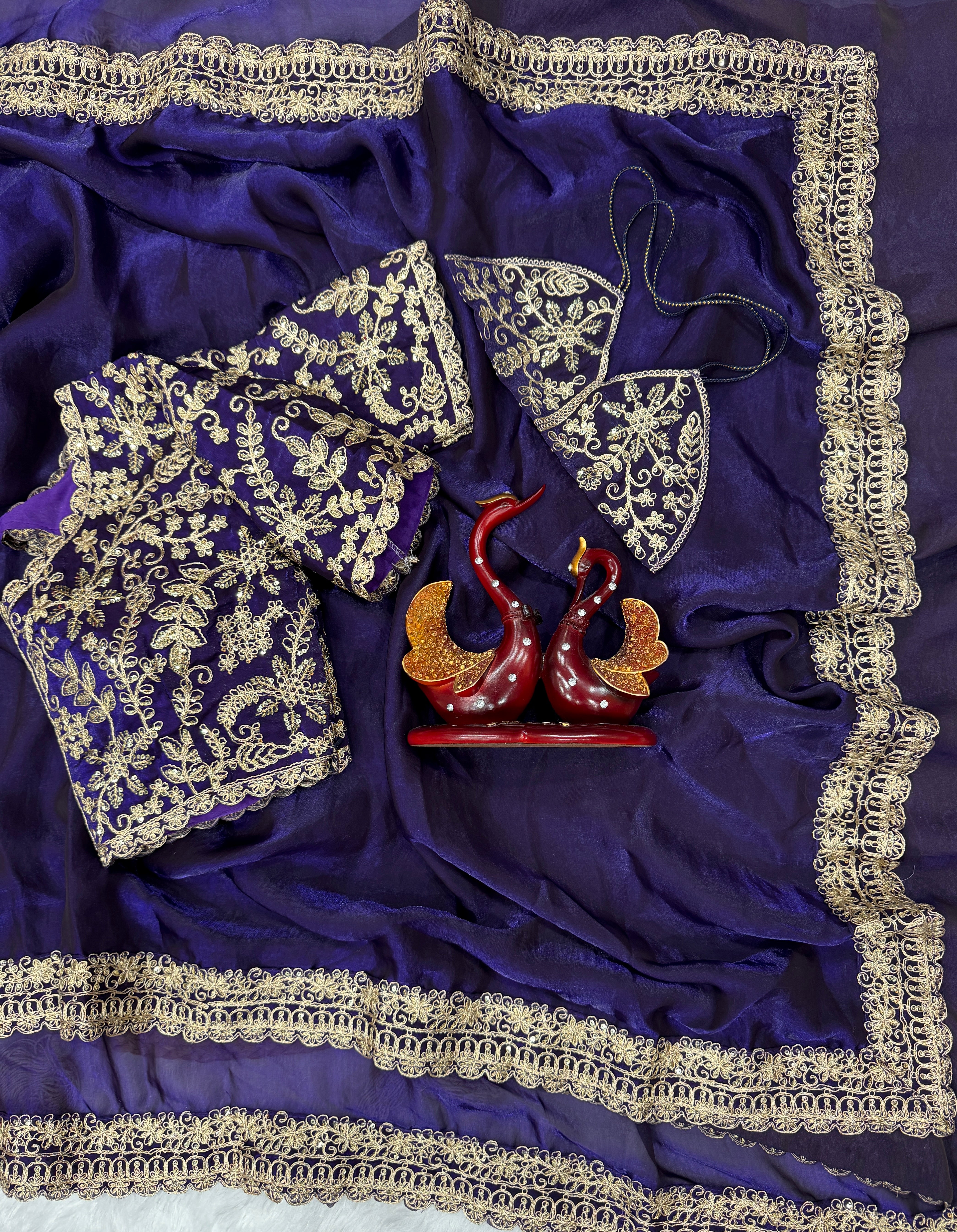 Purple Stylish Zarkhan Worked Space Silk Saree | Wedding Wear Sarees