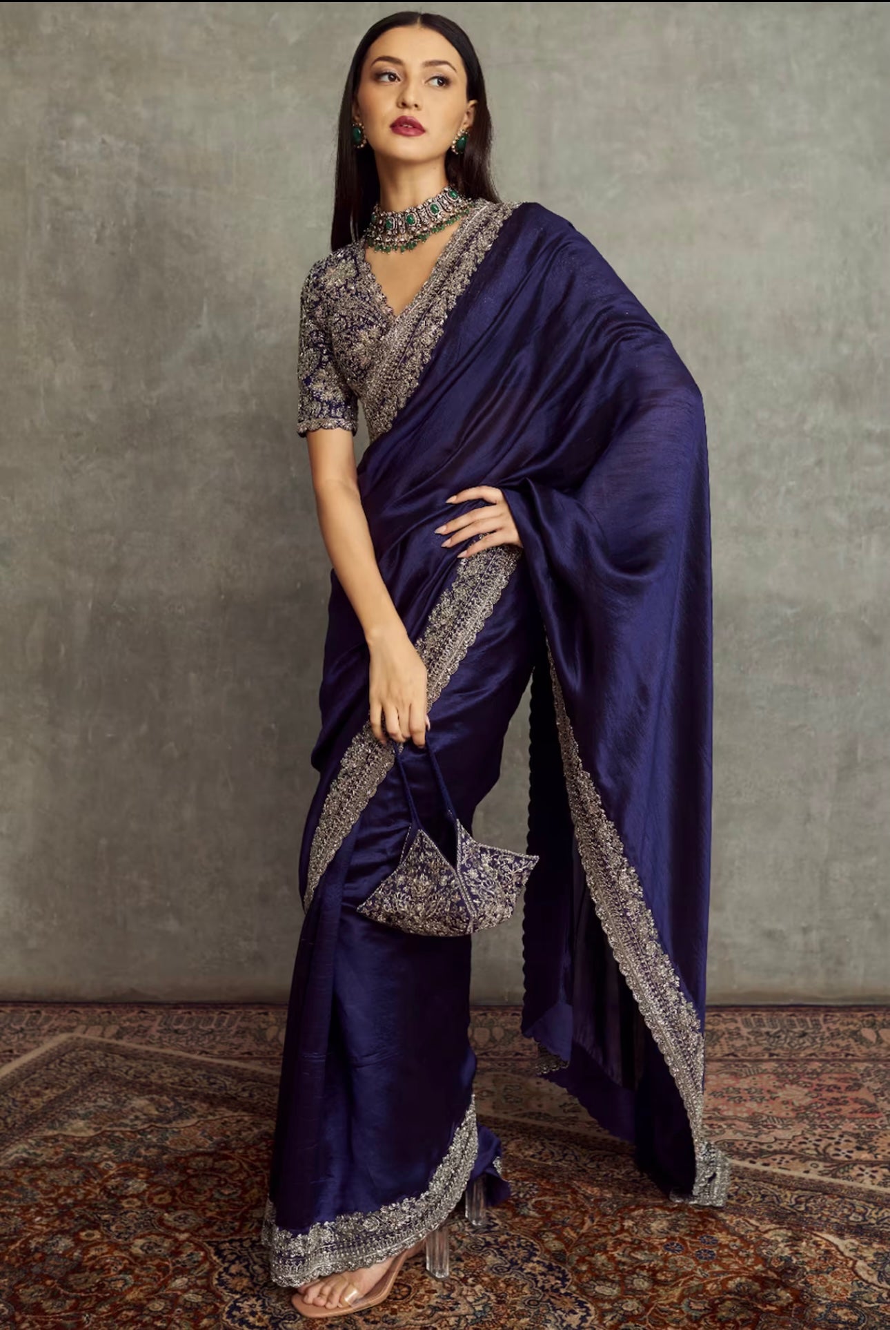 Purple Stylish Zarkhan Worked Space Silk Saree | Wedding Wear Sarees