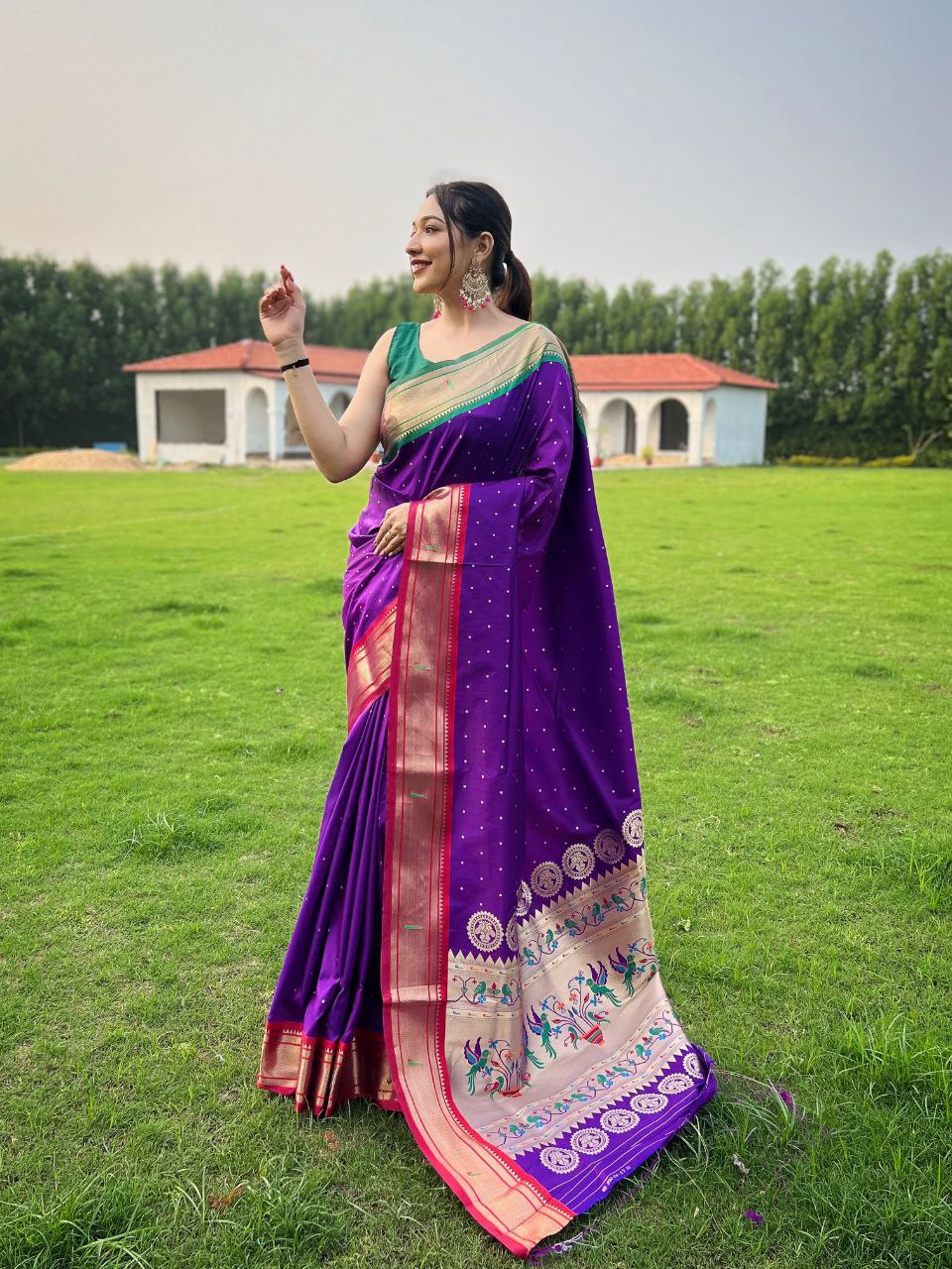 Purple Traditional Paithani Weaving Saree