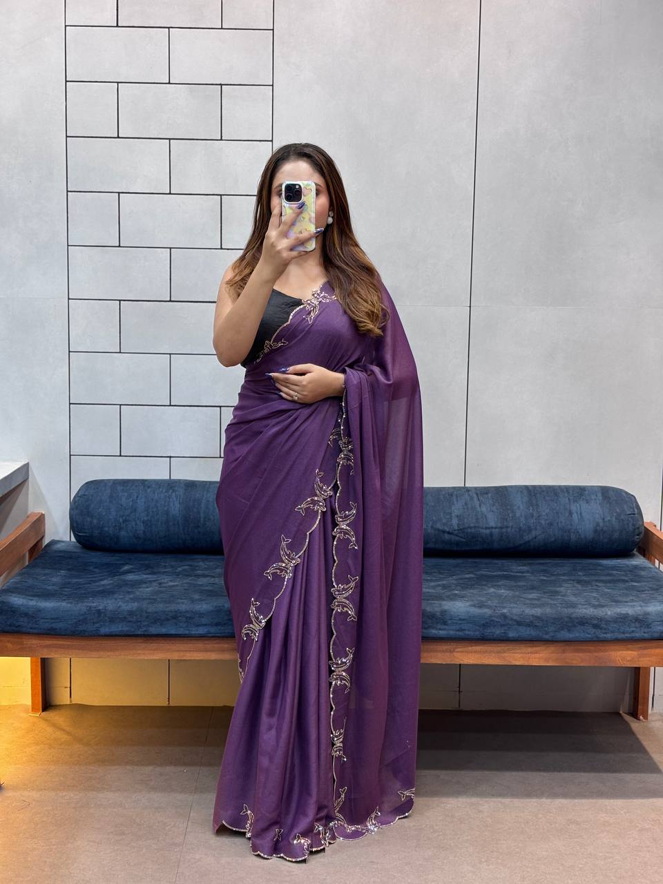 Purple Two Tone Chocolate Silk Saree