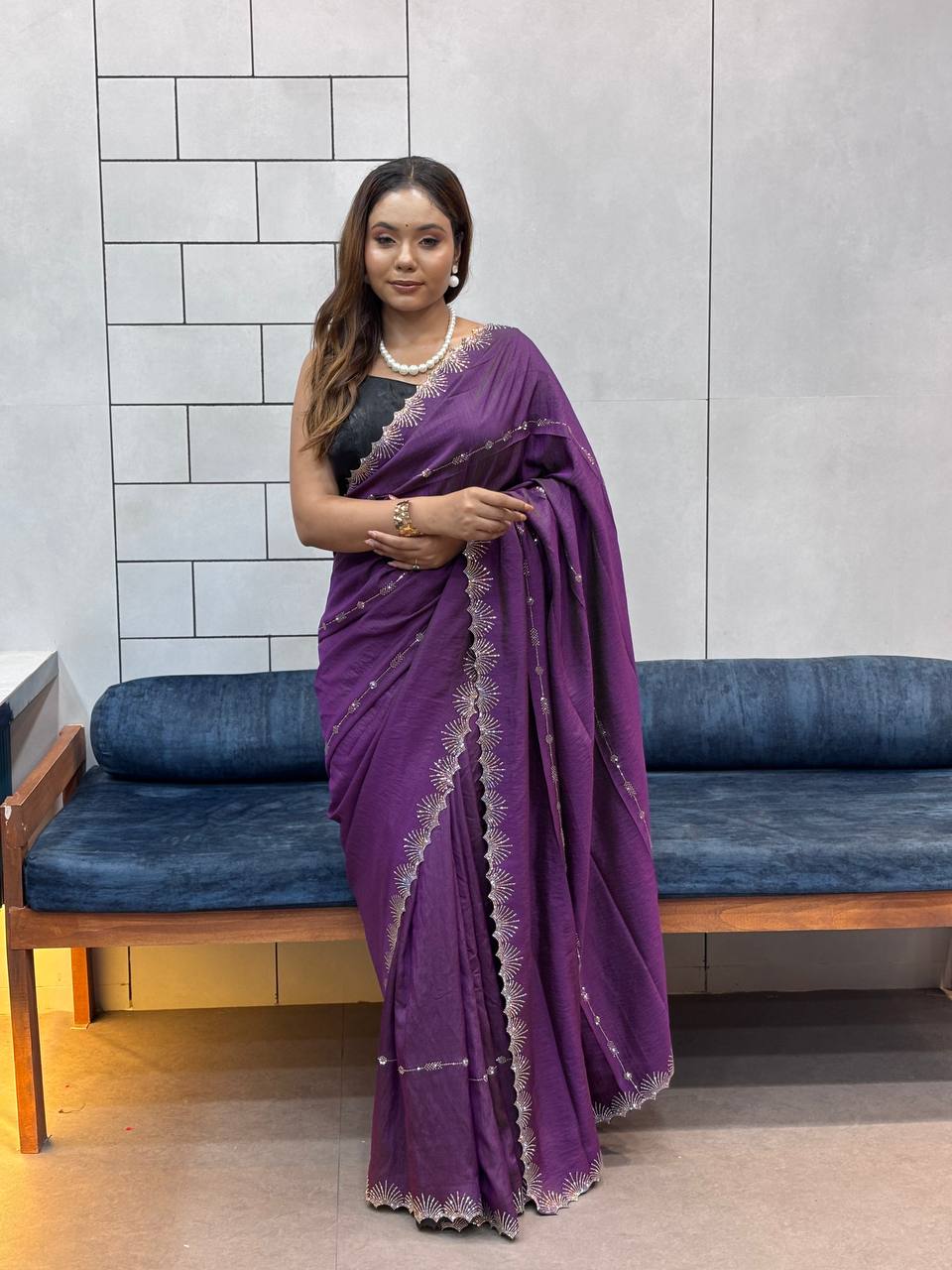 Purple Two Tone Chocolate Silk Saree