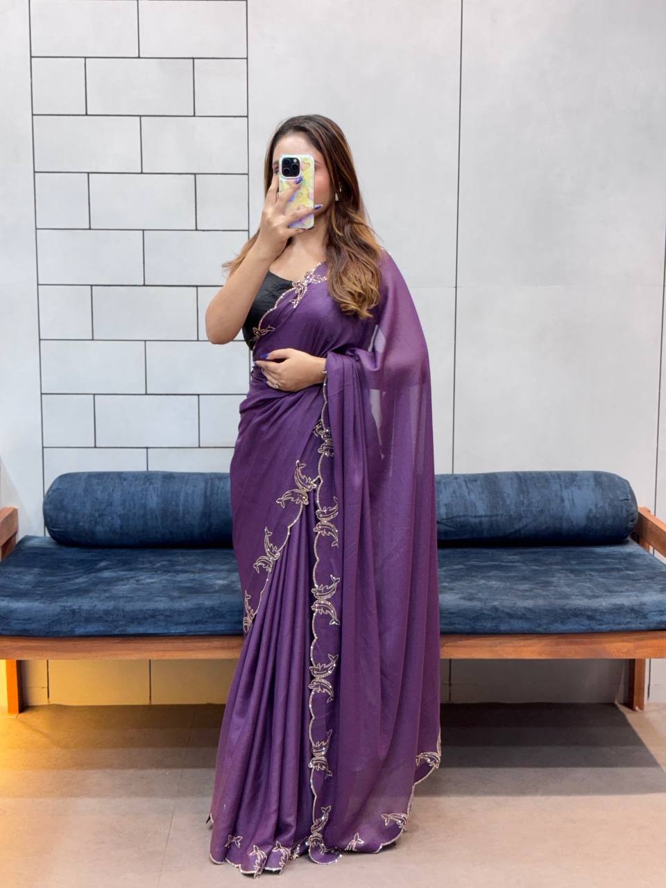 Purple Two Tone Chocolate Silk Saree