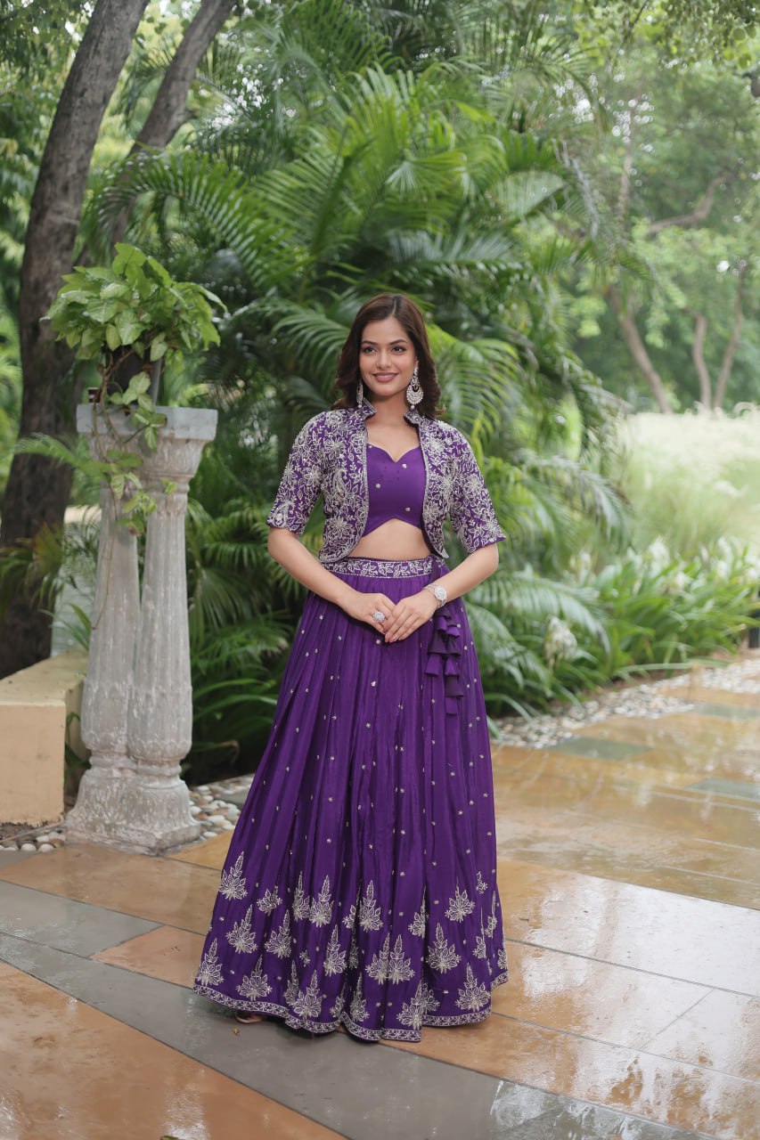 Purple Wedding Wear Lehenga Choli