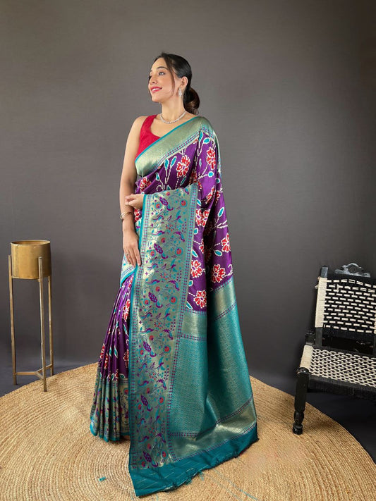 Purple Wedding Wear Silk Saree