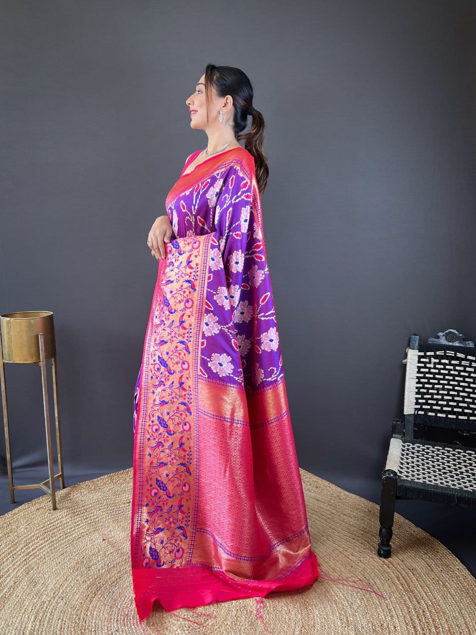 Purple Wedding Wear Silk Saree