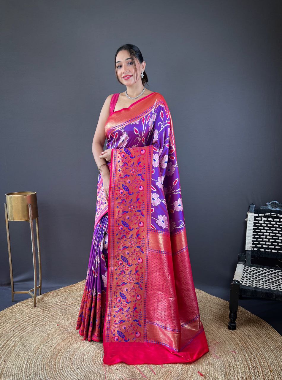 Purple Wedding Wear Silk Saree