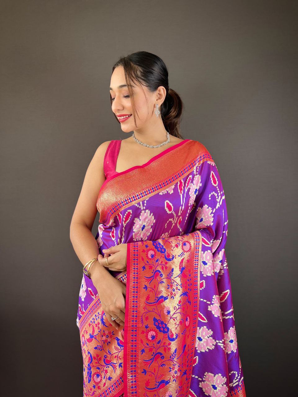 Purple Wedding Wear Silk Saree