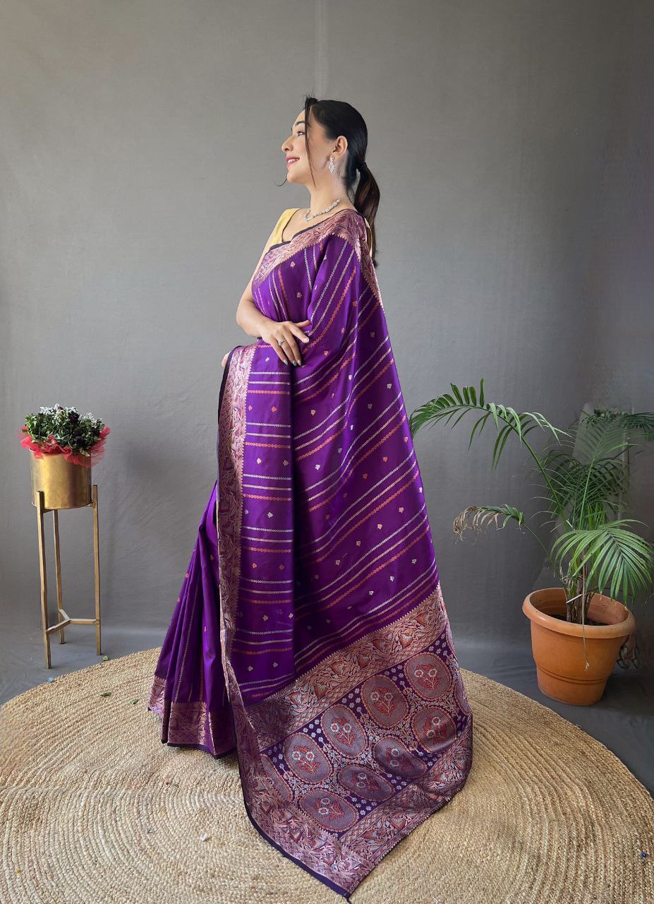 Purple Wedding Wear Silk Saree