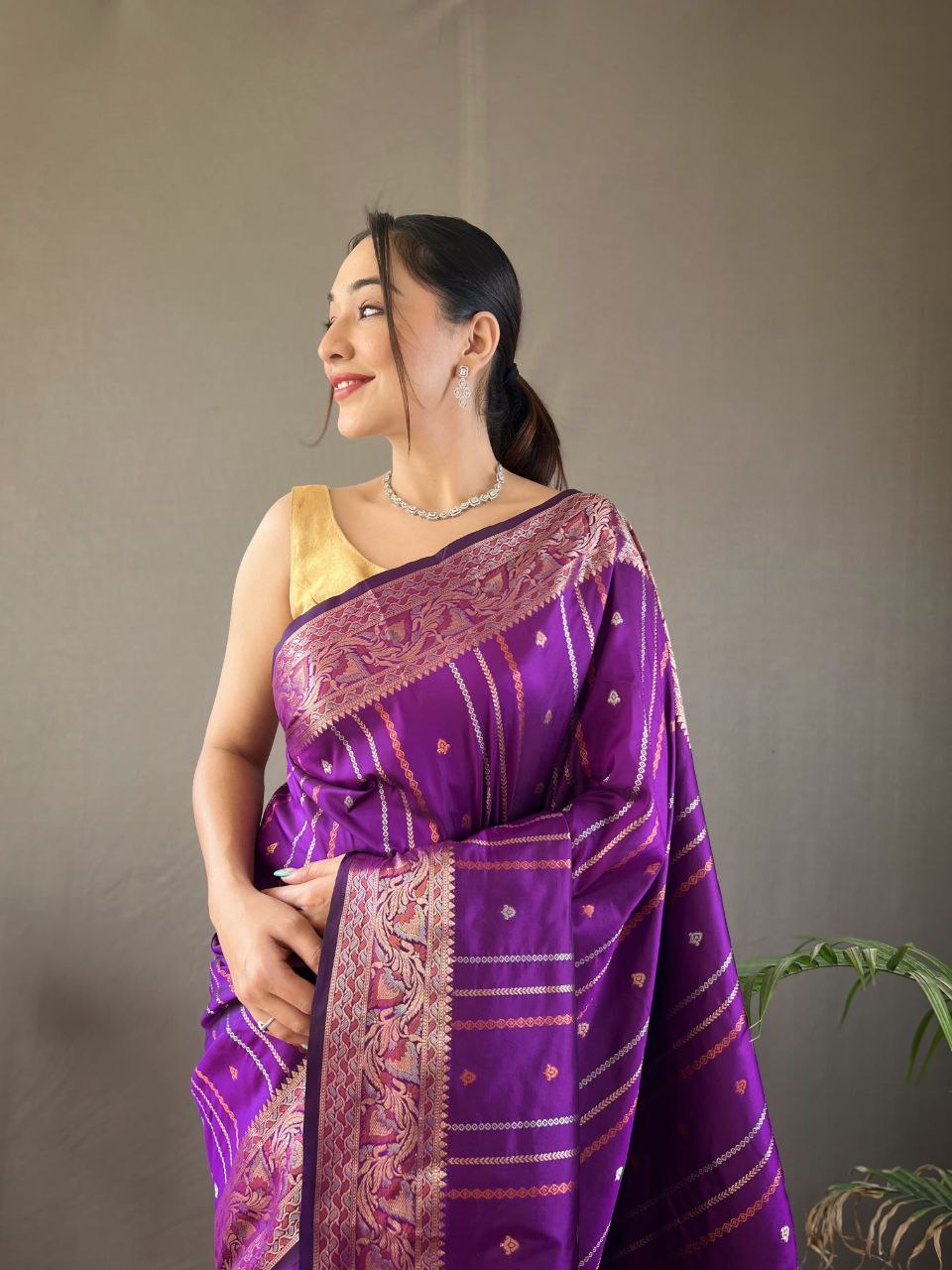 Purple Wedding Wear Silk Saree