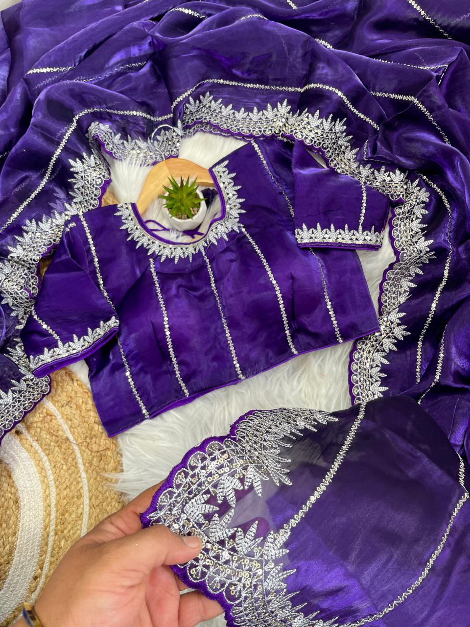 Purple Zimmy Choo Silk Saree