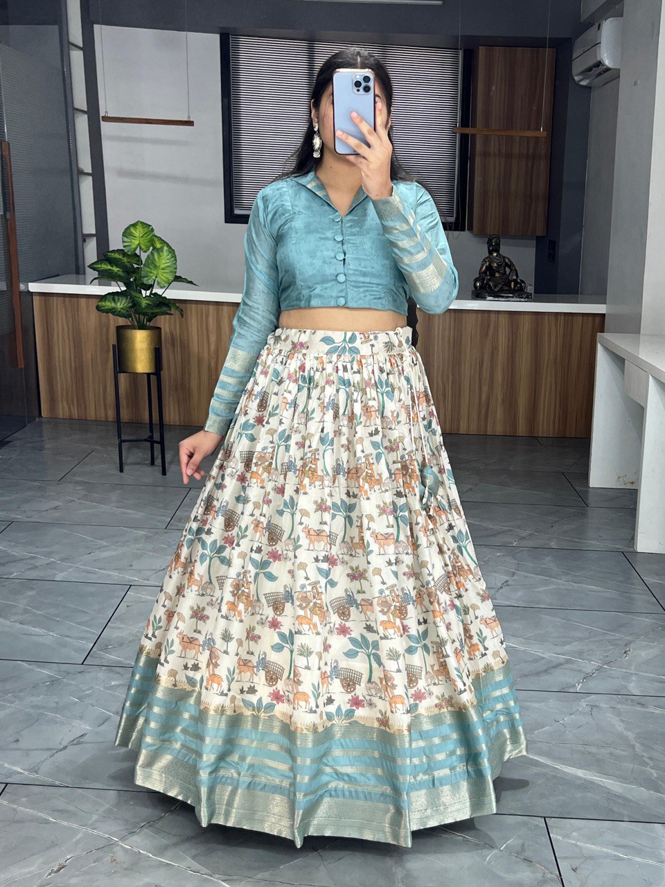 Rama Printed Ethnic Silk Co-ord Set