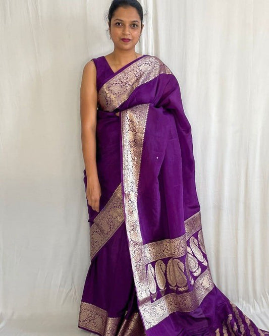 Purple Traditional Banarasi Saree